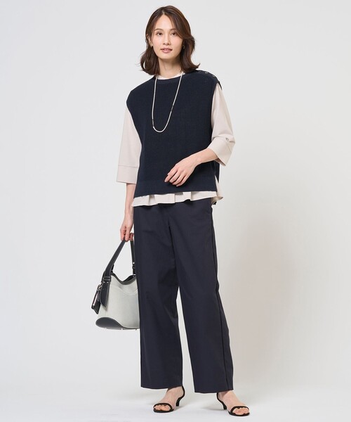 J.PRESS（ジェイプレス）の「【WEB限定カラーあり・プラスワンアイテムに】LINEN COTTON ニット ベスト（ベスト・レディース・ライトグレー系/ブラウン系/スカイブルー系/ベージュ系/ネイビー系・T13）」の13枚目の写真