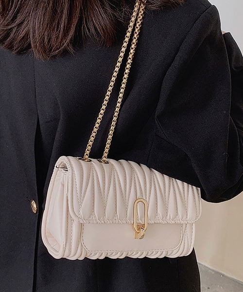 florist（フローリスト）の「2WAY レザータッチキルティングクラッチバッグ/ショルダーバッグ（クラッチバッグ・レディース・オフホワイト/ブラック・FREE）」の4枚目の写真