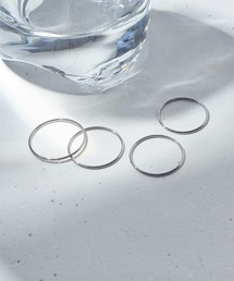 【金属アレルギー軽減】4PCS スリム ステンレス セット リング