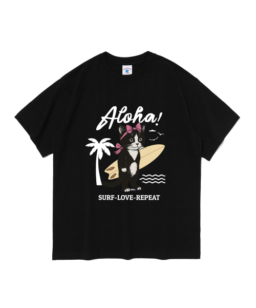 ROIDESROIS(ロワデロワ)の「アロハキトンキャットプリント半袖Tシャツ(ブラック)(Tシャツ/カットソー・レディース・その他・S/M/2XL/XL/L)」の1枚目の写真