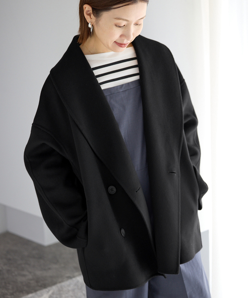 追加3》Super160 ショールカラーハーフコート（その他アウター）｜IENA