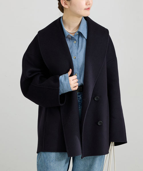 追加3》Super160 ショールカラーハーフコート（その他アウター）｜IENA