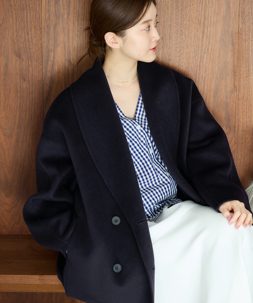 IENA（イエナ）の「《追加3》Super160 ショールカラーハーフコート（その他アウター・レディース・ブラック/ブラウン/ネイビー・36/38）」の22枚目の写真