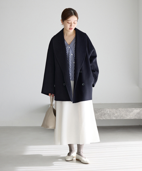 IENA（イエナ）の「《追加3》Super160 ショールカラーハーフコート（その他アウター・レディース・ブラック/ブラウン/ネイビー・36/38）」の21枚目の写真