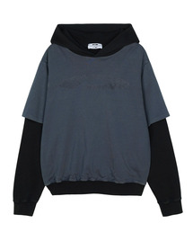 FDR（エフディーアール）の「Double Layer Washing Crack Detail Logo hoodie Black（パーカー）」