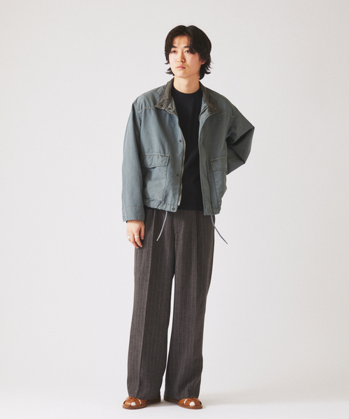 JOURNAL STANDARD relume(ジャーナルスタンダード レリューム)の「ウォッシャブル バスケット ストライプ ワイドスラックス(セットアップ対応可能)(スラックス・メンズ・チャコールグレー/ウッド・LARGE/MEDIUM)」の10枚目の写真