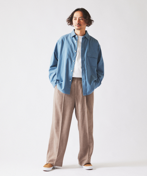 JOURNAL STANDARD relume(ジャーナルスタンダード レリューム)の「ウォッシャブル バスケット ストライプ ワイドスラックス(セットアップ対応可能)(スラックス・メンズ・チャコールグレー/ウッド・LARGE/MEDIUM)」の8枚目の写真