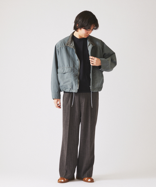 JOURNAL STANDARD relume(ジャーナルスタンダード レリューム)の「ウォッシャブル バスケット ストライプ ワイドスラックス(セットアップ対応可能)(スラックス・メンズ・チャコールグレー/ウッド・LARGE/MEDIUM)」の7枚目の写真