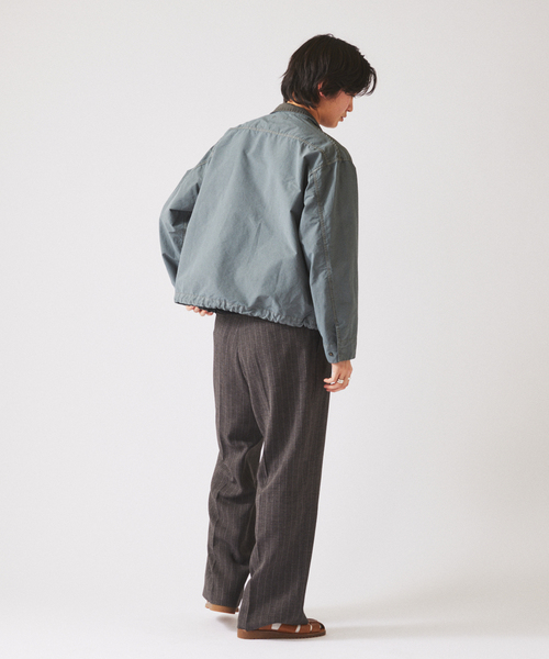 JOURNAL STANDARD relume(ジャーナルスタンダード レリューム)の「ウォッシャブル バスケット ストライプ ワイドスラックス(セットアップ対応可能)(スラックス・メンズ・チャコールグレー/ウッド・LARGE/MEDIUM)」の6枚目の写真