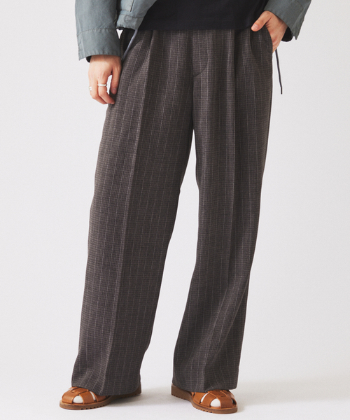 JOURNAL STANDARD relume(ジャーナルスタンダード レリューム)の「ウォッシャブル バスケット ストライプ ワイドスラックス(セットアップ対応可能)(スラックス・メンズ・チャコールグレー/ウッド・LARGE/MEDIUM)」の5枚目の写真