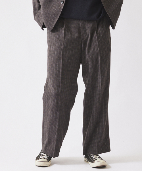 JOURNAL STANDARD relume(ジャーナルスタンダード レリューム)の「ウォッシャブル バスケット ストライプ ワイドスラックス(セットアップ対応可能)(スラックス・メンズ・チャコールグレー/ウッド・LARGE/MEDIUM)」の21枚目の写真