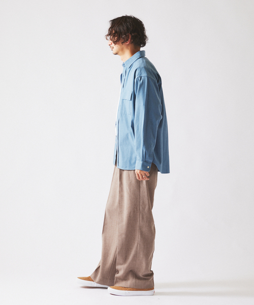 JOURNAL STANDARD relume(ジャーナルスタンダード レリューム)の「ウォッシャブル バスケット ストライプ ワイドスラックス(セットアップ対応可能)(スラックス・メンズ・チャコールグレー/ウッド・LARGE/MEDIUM)」の15枚目の写真