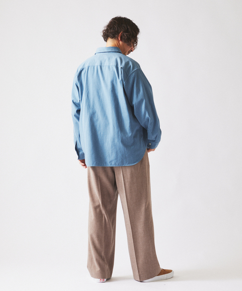 JOURNAL STANDARD relume(ジャーナルスタンダード レリューム)の「ウォッシャブル バスケット ストライプ ワイドスラックス(セットアップ対応可能)(スラックス・メンズ・チャコールグレー/ウッド・LARGE/MEDIUM)」の14枚目の写真