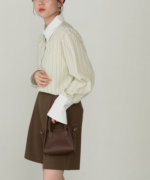 Cherir Mignon(シェリルミニョン)の「【Cherir Mignon】マルチストライプクレリックオーバーシャツ(シャツ/ブラウス・レディース・ピンク/イエロー/ブルー・FREE)」の19枚目の写真