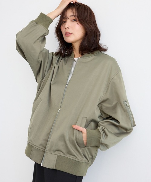 BARNYARDSTORM(バンヤードストーム)の「BARNYARDSTORM / サテンストレッチMA-1 / ハンドウォッシャブル(MA-1・レディース・カーキ/ベージュ・S/M)」の10枚目の写真