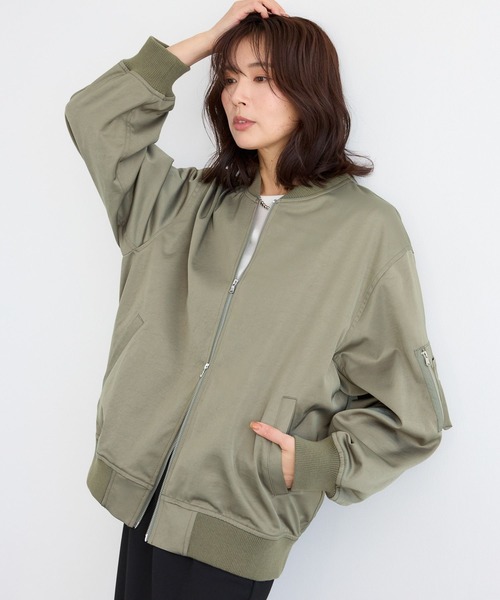 BARNYARDSTORM(バンヤードストーム)の「BARNYARDSTORM / サテンストレッチMA-1 / ハンドウォッシャブル(MA-1・レディース・カーキ/ベージュ・S/M)」の21枚目の写真