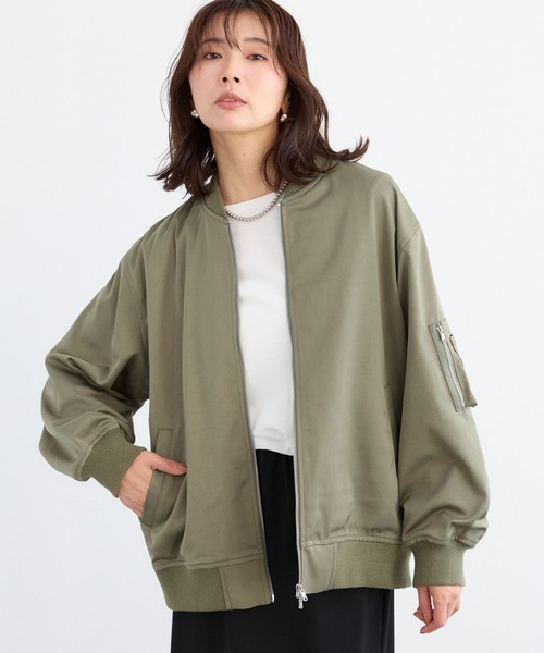 BARNYARDSTORM(バンヤードストーム)の「BARNYARDSTORM / サテンストレッチMA-1 / ハンドウォッシャブル(MA-1・レディース・カーキ/ベージュ・S/M)」の8枚目の写真