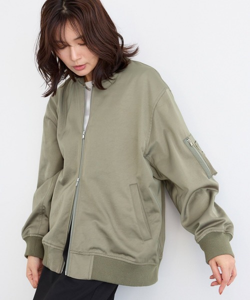 BARNYARDSTORM(バンヤードストーム)の「BARNYARDSTORM / サテンストレッチMA-1 / ハンドウォッシャブル(MA-1・レディース・カーキ/ベージュ・S/M)」の9枚目の写真