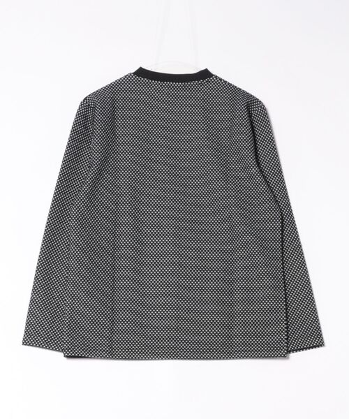m.f.editorial（エムエフエディトリアル）の「【綿混 ロンＴ】m.f.エディトリアル メンズ バーズアイジャガード クルーネック 長袖 Tシャツ（Tシャツ/カットソー・メンズ・ライトグレー/ホワイト×ブラック・MEDIUM/LARGE/X-LARGE）」の3枚目の写真