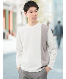 m.f.editorial | 【綿混 ロンＴ】m.f.エディトリアル メンズ バーズアイジャガード クルーネック 長袖 Tシャツ(Tシャツ/カットソー)