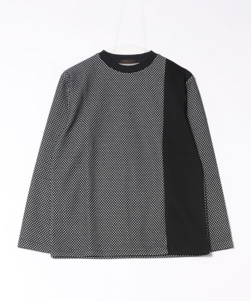m.f.editorial（エムエフエディトリアル）の「【綿混 ロンＴ】m.f.エディトリアル メンズ バーズアイジャガード クルーネック 長袖 Tシャツ（Tシャツ/カットソー・メンズ・ライトグレー/ホワイト×ブラック・MEDIUM/LARGE/X-LARGE）」の15枚目の写真