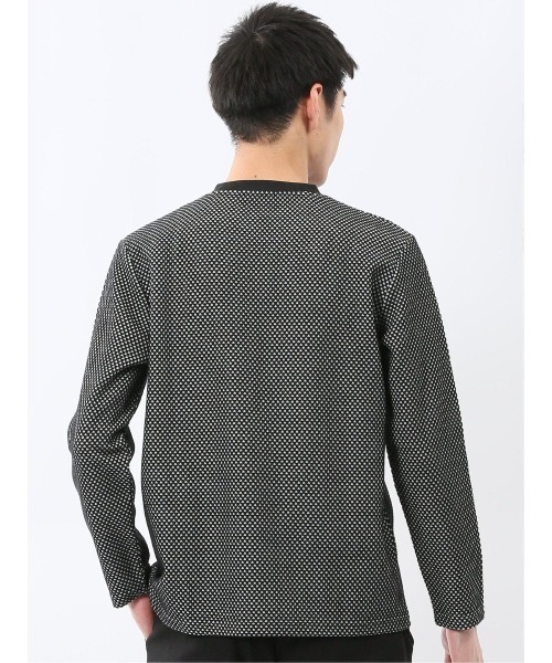 m.f.editorial（エムエフエディトリアル）の「【綿混 ロンＴ】m.f.エディトリアル メンズ バーズアイジャガード クルーネック 長袖 Tシャツ（Tシャツ/カットソー・メンズ・ライトグレー/ホワイト×ブラック・MEDIUM/LARGE/X-LARGE）」の12枚目の写真