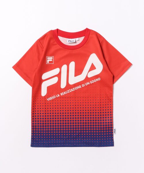 FILA（フィラ）の「FILA/フィラ　吸汗速乾　昇華プリント半袖Ｔシャツ（Tシャツ/カットソー・キッズ・レッド/ブラック・160cm/150cm/140cm/130cm）」の2枚目の写真