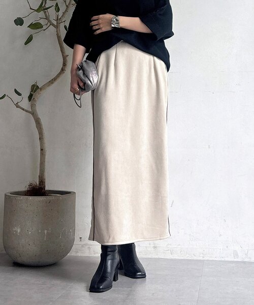 un dix cors（アンディコール）の「スエードIラインスカート（スカート・レディース・アイボリー/ピンクベージュ/グレイッシュベージュ/チャコールグレー・FREE）」の12枚目の写真