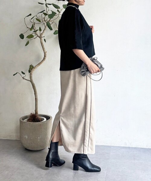 un dix cors（アンディコール）の「スエードIラインスカート（スカート・レディース・アイボリー/ピンクベージュ/グレイッシュベージュ/チャコールグレー・FREE）」の17枚目の写真