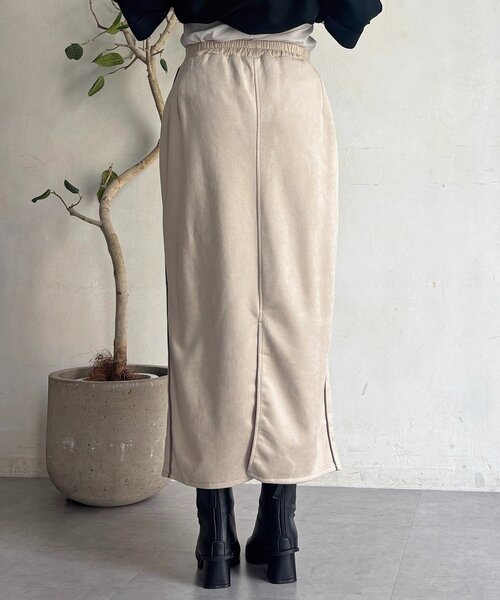 un dix cors（アンディコール）の「スエードIラインスカート（スカート・レディース・アイボリー/ピンクベージュ/グレイッシュベージュ/チャコールグレー・FREE）」の20枚目の写真
