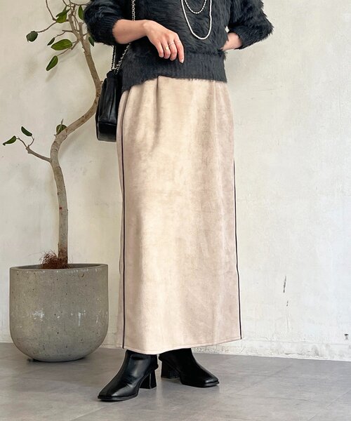 un dix cors（アンディコール）の「スエードIラインスカート（スカート・レディース・アイボリー/ピンクベージュ/グレイッシュベージュ/チャコールグレー・FREE）」の11枚目の写真