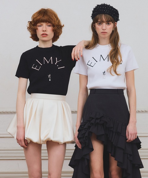 EIMY ISTOIRE（エイミーイストワール）の「【PRE ORDER】EIMYロゴニットプルオーバー（ニット/セーター・レディース・レッド/ホワイト/ネイビー/ベージュ/グレー/ブラック・F）」の7枚目の写真