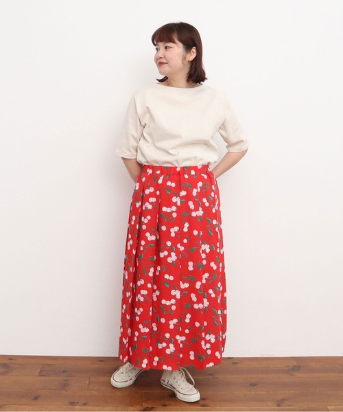 Dot&Stripes CHILD WOMAN(ドットアンドストライプス チャイルドウーマン)の「チェリープリント プリーツスカート(スカート・レディース・ネイビー/レッド・FREE)」の12枚目の写真