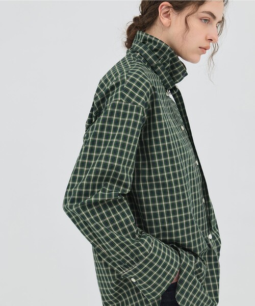 PUBLIC TOKYO（パブリックトウキョウ）の「【2026春新作】ミニチェックスタンドカラーシャツ（シャツ/ブラウス・レディース・グリーン系その他/ホワイト・FREE）」の5枚目の写真
