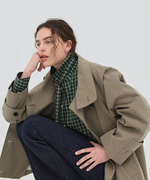 PUBLIC TOKYO（パブリックトウキョウ）の「【2026春新作】ミニチェックスタンドカラーシャツ（シャツ/ブラウス・レディース・グリーン系その他/ホワイト・FREE）」の4枚目の写真