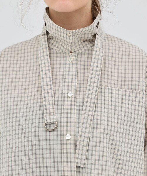 PUBLIC TOKYO（パブリックトウキョウ）の「【2026春新作】ミニチェックスタンドカラーシャツ（シャツ/ブラウス・レディース・グリーン系その他/ホワイト・FREE）」の19枚目の写真