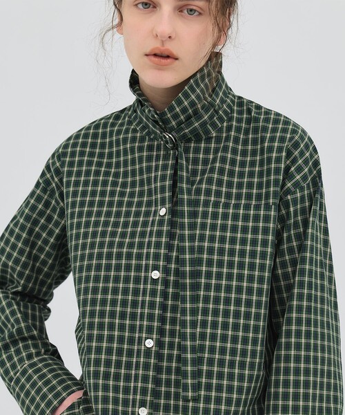 PUBLIC TOKYO（パブリックトウキョウ）の「【2026春新作】ミニチェックスタンドカラーシャツ（シャツ/ブラウス・レディース・グリーン系その他/ホワイト・FREE）」の17枚目の写真