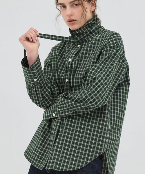 PUBLIC TOKYO（パブリックトウキョウ）の「【2026春新作】ミニチェックスタンドカラーシャツ（シャツ/ブラウス・レディース・グリーン系その他/ホワイト・FREE）」の16枚目の写真