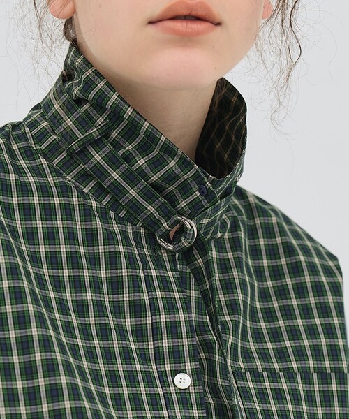 PUBLIC TOKYO（パブリックトウキョウ）の「【2026春新作】ミニチェックスタンドカラーシャツ（シャツ/ブラウス・レディース・グリーン系その他/ホワイト・FREE）」の15枚目の写真