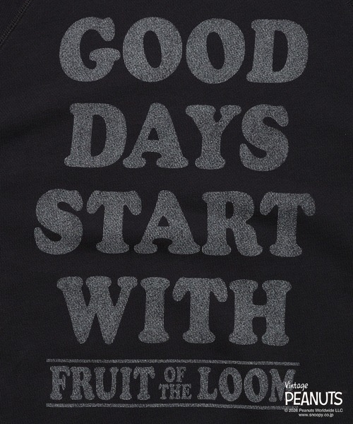 FRUIT OF THE LOOM(フルーツオブザルーム)の「【FRUIT OF THE LOOM】FTL x PEANUTS甘編み裏毛スウェット5 / ピーナッツ スヌーピー スウェット(スウェット・メンズ・チャコールグレー/クリーム・L/M/S)」の5枚目の写真
