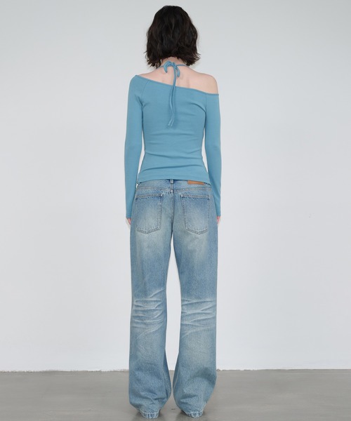 SOLWEIGE(ソルヴェイグ)の「【SOLWEIGE】アシンメトリーショルダーTシャツ(Tシャツ/カットソー・レディース・ブルー/ブラック・S/M/L)」の8枚目の写真