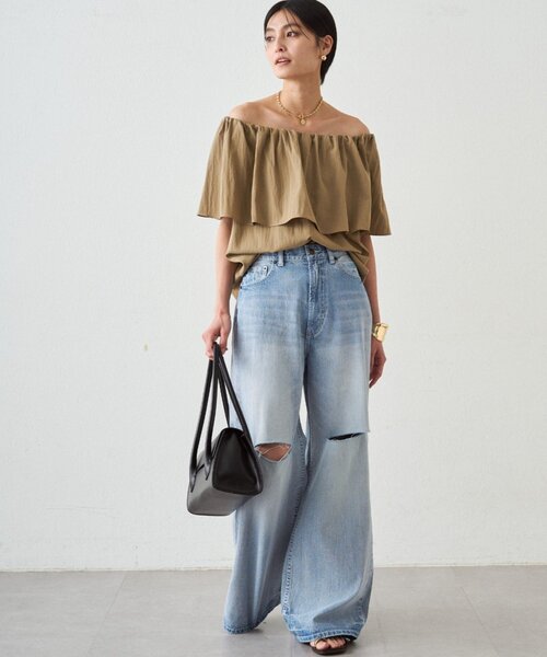 LOUNGEDRESS（ラウンジドレス）の「ハイウエストダメージデニムパンツ（デニムパンツ・レディース・ブルー・SMALL/MEDIUM）」の8枚目の写真