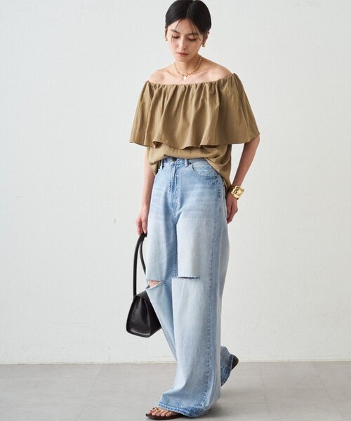 LOUNGEDRESS（ラウンジドレス）の「ハイウエストダメージデニムパンツ（デニムパンツ・レディース・ブルー・SMALL/MEDIUM）」の9枚目の写真