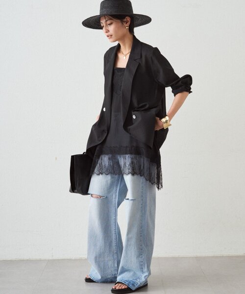 LOUNGEDRESS（ラウンジドレス）の「ハイウエストダメージデニムパンツ（デニムパンツ・レディース・ブルー・SMALL/MEDIUM）」の13枚目の写真