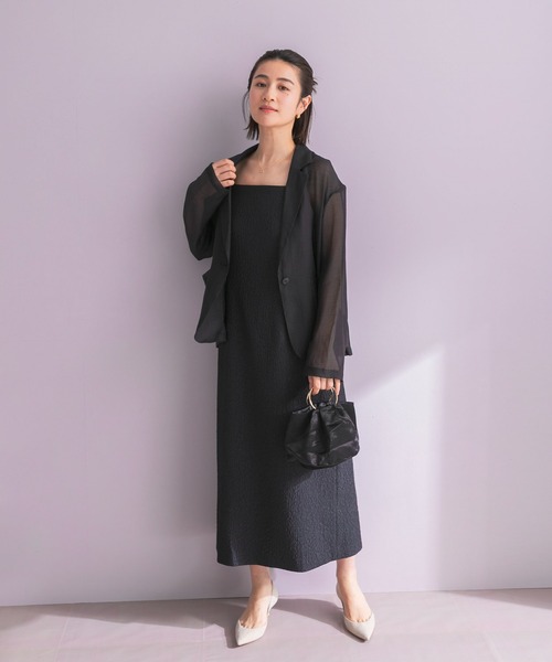 URBAN RESEARCH ROSSO WOMEN（アーバンリサーチ　ロッソ）の「ジャケットsetジャガードドレス（ワンピース・レディース・ブラック/ライトグレー・FREE）」の2枚目の写真