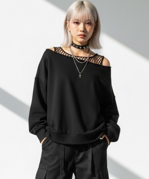DIP IN CHOCOLATE(ディップインチョコレート)の「ルーズオフショルトレーナー【DIPINCHOCOLATE】(Tシャツ/カットソー・レディース・ピンク/グレー/ブラック・F)」の1枚目の写真