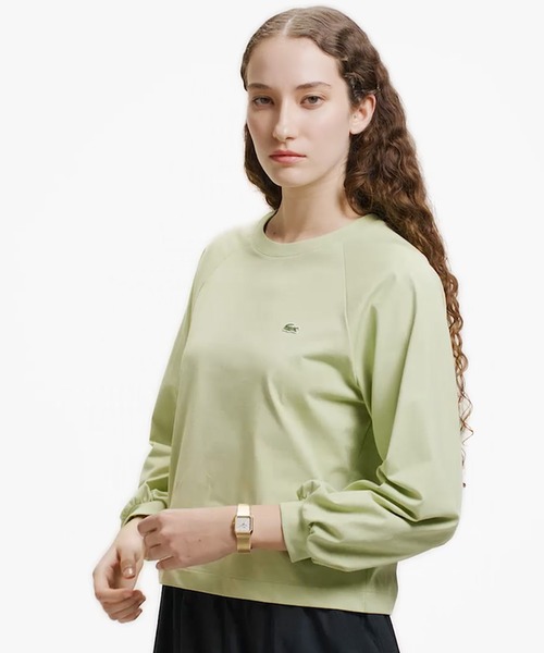 LACOSTE(ラコステ)の「クロップド丈 バルーンスリーブ ギャザー ロングスリーブTシャツ(Tシャツ/カットソー・レディース・ブラック/オフホワイト/セージグリーン・36/38/40/34)」の3枚目の写真