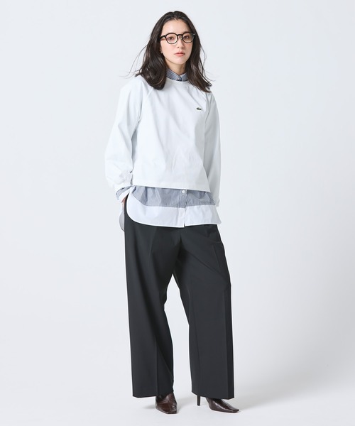 LACOSTE(ラコステ)の「クロップド丈 バルーンスリーブ ギャザー ロングスリーブTシャツ(Tシャツ/カットソー・レディース・ブラック/オフホワイト/セージグリーン・36/38/40/34)」の22枚目の写真