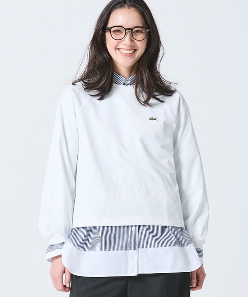 LACOSTE(ラコステ)の「クロップド丈 バルーンスリーブ ギャザー ロングスリーブTシャツ(Tシャツ/カットソー・レディース・ブラック/オフホワイト/セージグリーン・36/38/40/34)」の9枚目の写真