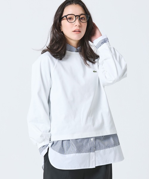 LACOSTE(ラコステ)の「クロップド丈 バルーンスリーブ ギャザー ロングスリーブTシャツ(Tシャツ/カットソー・レディース・ブラック/オフホワイト/セージグリーン・36/38/40/34)」の11枚目の写真